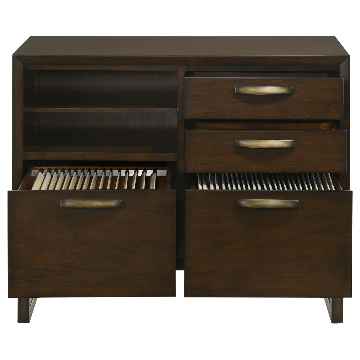 File Cabinet  - Marshall 4-drawer File Cabinet Dark Walnut and Gunmetal