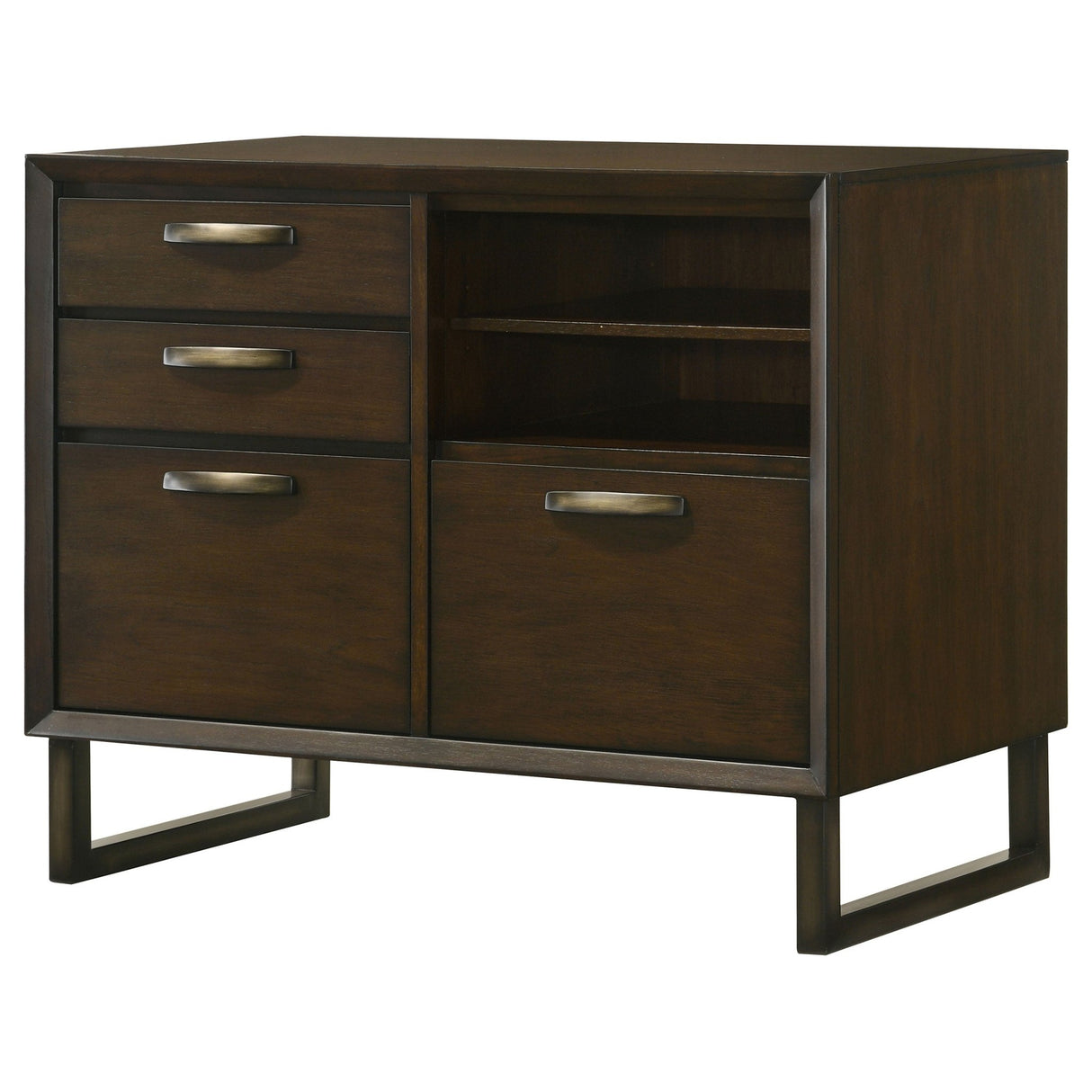 File Cabinet  - Marshall 4-drawer File Cabinet Dark Walnut and Gunmetal