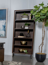 Bookcase - Marshall 5-shelf Bookcase Dark Walnut and Gunmetal