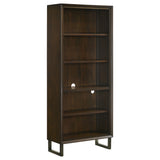 Bookcase - Marshall 5-shelf Bookcase Dark Walnut and Gunmetal