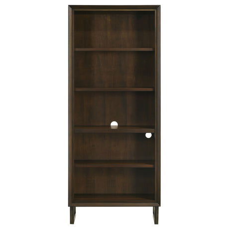 Bookcase - Marshall 5-shelf Bookcase Dark Walnut and Gunmetal