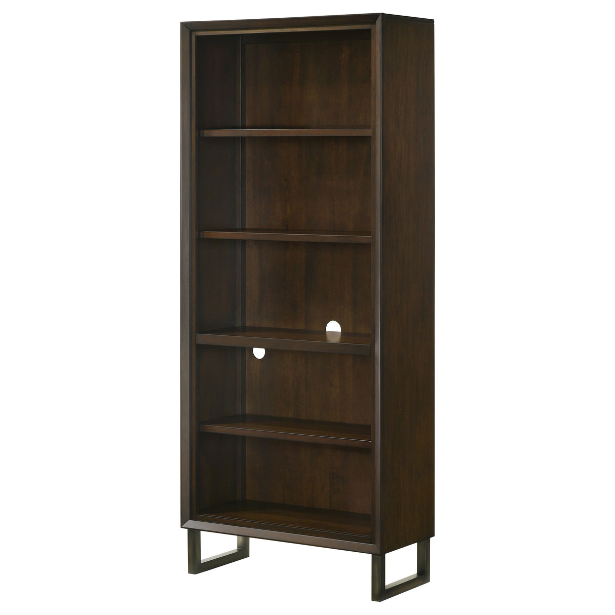 Bookcase - Marshall 5-shelf Bookcase Dark Walnut and Gunmetal