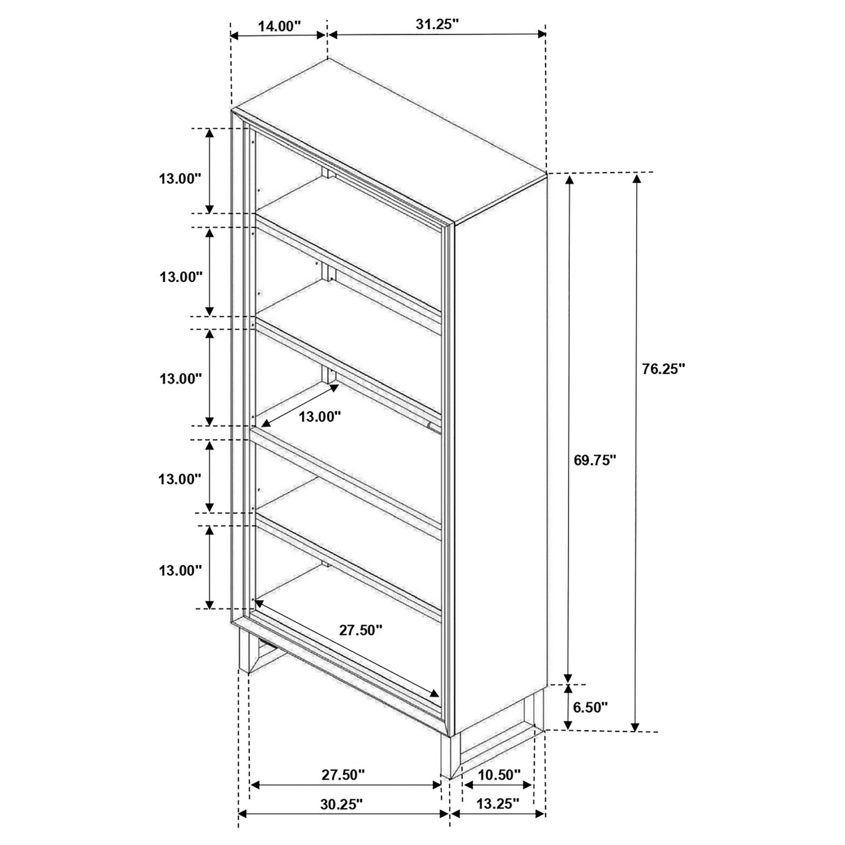 Bookcase - Marshall 5-shelf Bookcase Dark Walnut and Gunmetal