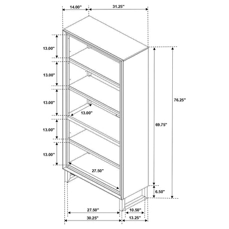 Bookcase - Marshall 5-shelf Bookcase Dark Walnut and Gunmetal