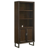 Cabinet Bookcase - Marshall 5 - shelf Bookcase With Storage Cabinet Dark Walnut and Gunmetal | Coaster | Home Elegance USA