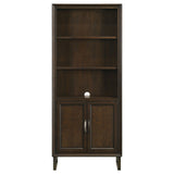 Cabinet Bookcase - Marshall 5 - shelf Bookcase With Storage Cabinet Dark Walnut and Gunmetal | Coaster | Home Elegance USA