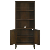 Cabinet Bookcase - Marshall 5 - shelf Bookcase With Storage Cabinet Dark Walnut and Gunmetal | Coaster | Home Elegance USA