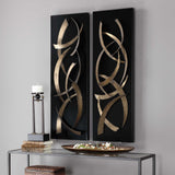 Brushstrokes Metal Wall Art (Set of 2) - Black / Yellow by Uttermost - View 3