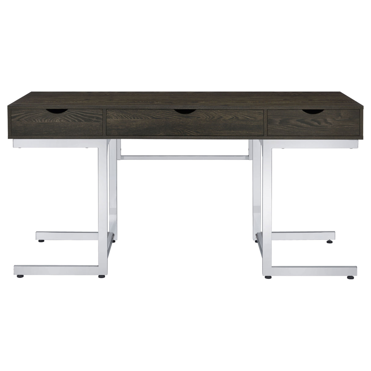 Writing Desk - Noorvik 3-drawer Writing Desk Dark Oak and Chrome