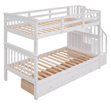 Stairway Twin-Over-Twin Bunk Bed with Three Drawers for Bedroom, Dorm - White(Old sku: LT000309AAK) - sold by Home Elegance USA