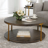 Palisade Round Wood Coffee Table - Dark Brown by Uttermost - View 2