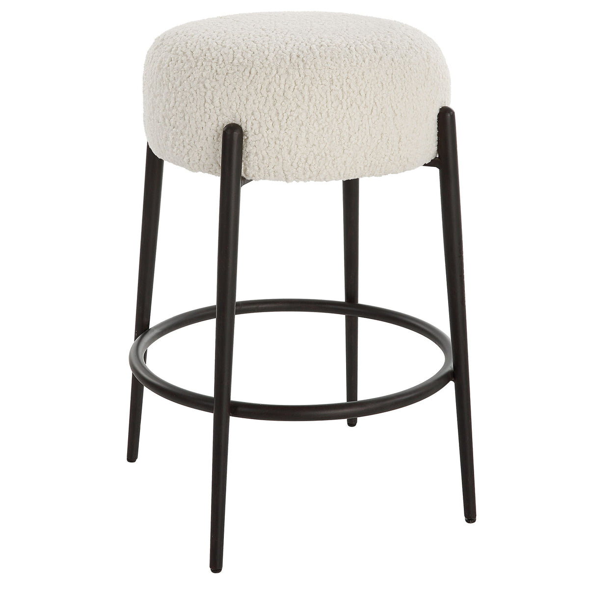 Arles Plush Counter Stool - Black / White by Uttermost - View 1