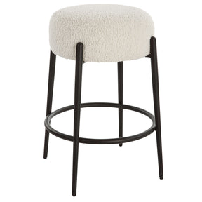 Arles Plush Counter Stool - Black / White by Uttermost - View 1