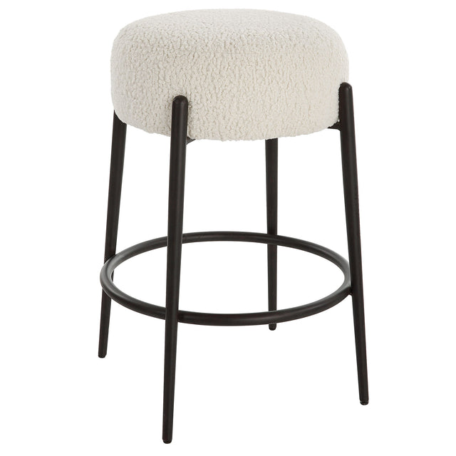 Arles Plush Counter Stool - Black / White by Uttermost - View 1