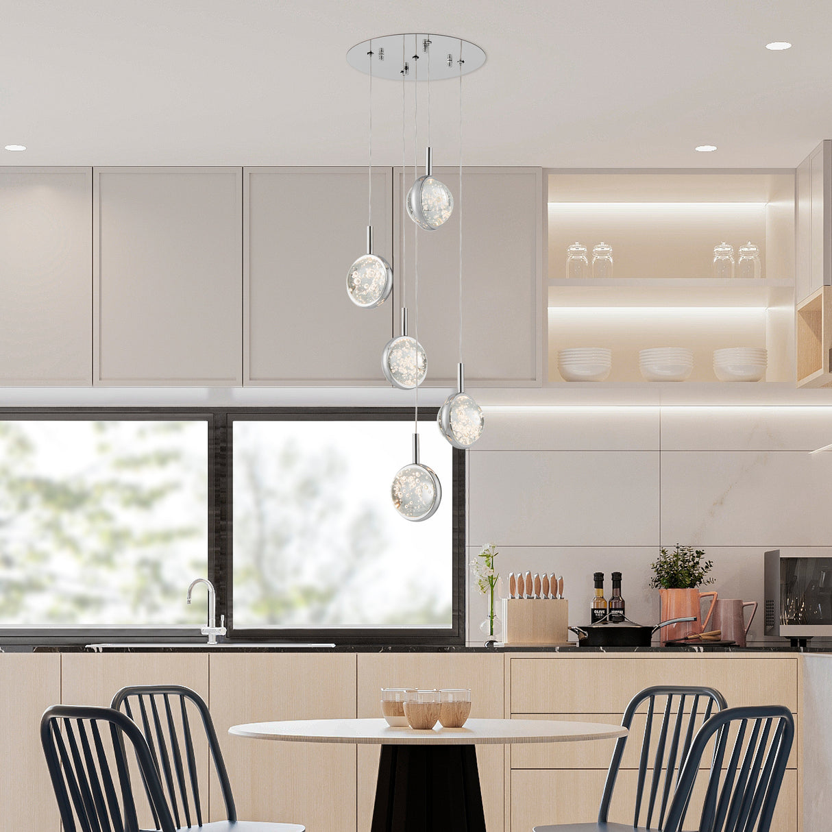 Bubbling Glow Round Chandelier // Chrome  | Finesse - Home Elegance USA