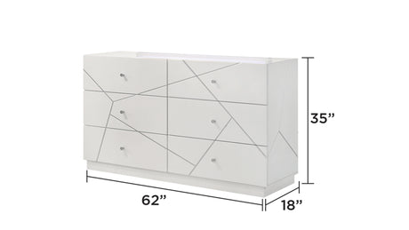 Manhattan Queen 5-Piece Bedroom Set – Modern Design with Lacquer Finish, Geometric Accents, and LED Lighting (NJ Inventory) - sold by Home Elegance USA