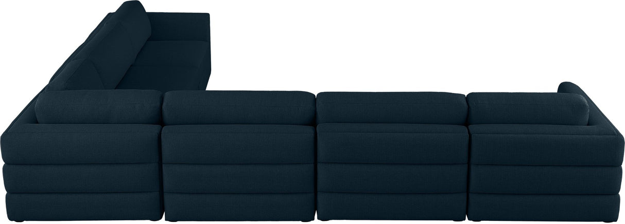 Beckham - Modular Sectional 6 Piece - Navy - Fabric - Modern & Contemporary | Home Elegance USA