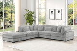Bentley Modern Style Modular Sectional unique layout made with Corduroy fabric and wood in Gray Setup-2 (NJ Warehouse Inventory)