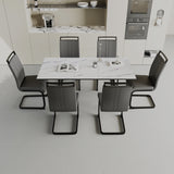 47'-63' expandable dining table set for 2-6 people, equipped with C-shaped tubular cushioned armless dining chair and an elegant and spacious dining table kitchen table and chair set, with metal legs