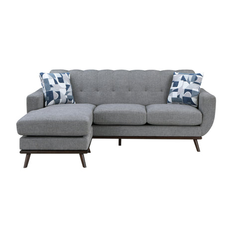 Solid Wood Reversible Sofa Chaise Gray Chenille Upholstered Decorative Pillows Mid-Century Modern Living Room Furniture 1pc - sold by Home Elegance USA