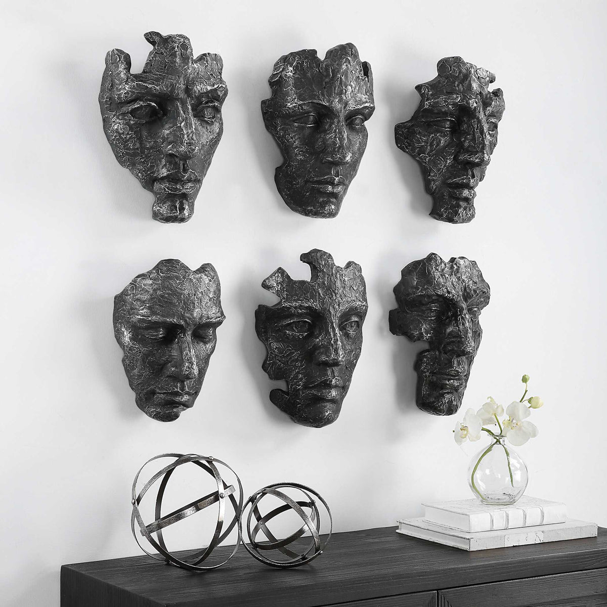 Self-Portrait Metallic Wall Decor (Set of 6) - Black by Uttermost - View 3