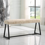Taupo Sheepskin Bench - Beige / Black by Uttermost - View 2