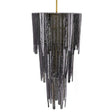 Arteriors Raine Chandelier in Antique Brass with Blue Smoke Glass