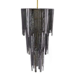 Arteriors Raine Chandelier in Antique Brass with Blue Smoke Glass