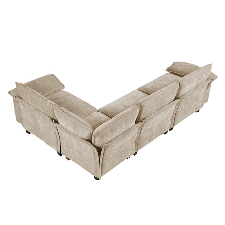 Modern Contemporary 4-Piece Modular Sectional Plush Comfort Taupe Chenille Upholstery Living Room Furniture Durable Plywood - sold by Home Elegance USA