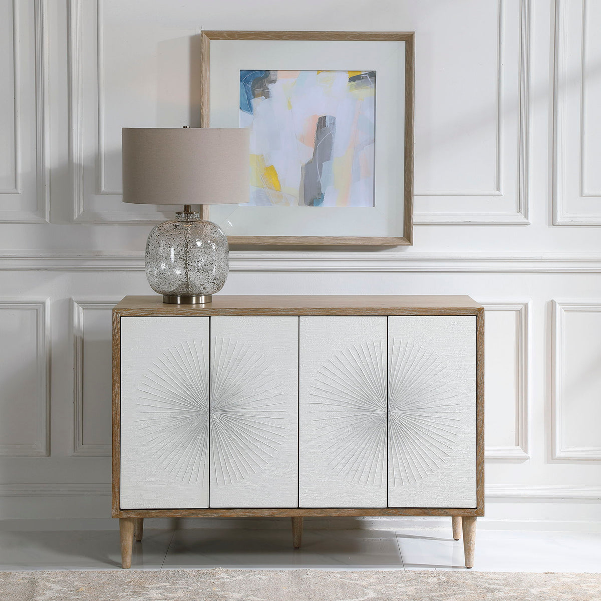 Dani 4 Door Cabinet - White / Light Brown by Uttermost - View 2