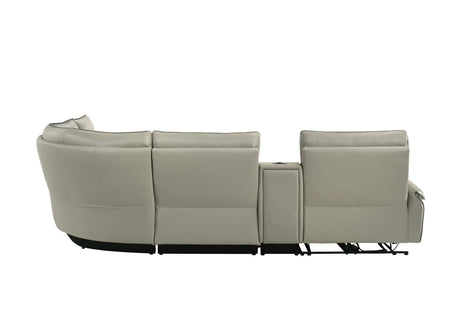 Jayke Top Grain Leather Match Power Motion Sectional Sofa, with Reading Lamp, Cupholder with Lights, Heat& Cooling Function, Wireless Charger with Type A&C Charging Port, Power Switch with USB Port - sold by Home Elegance USA