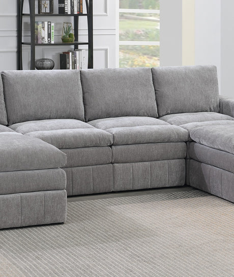 6-Piece Modular Sectional Sofa Set – Graphite Morgan Suede with Plush Pillow Top & Triple Layer Cushion | Modern Comfort for Living Rooms - sold by Home Elegance USA