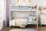 Twin over Twin Bunk Bed with Guard Rails 1pc Sturdy Wood Frame White Finish Youth Bedroom Furniture - sold by Home Elegance USA