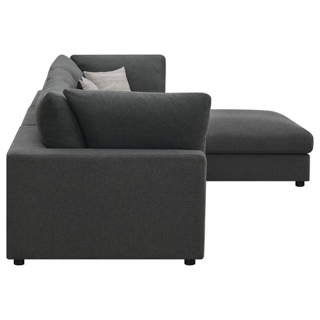 Rhette Charcoal 4-piece Upholstered Sectional with Ottoman - sold by Home Elegance USA