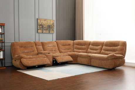 Emmy Orange Chenille Power Motion Sectional Sofa - sold by Home Elegance USA