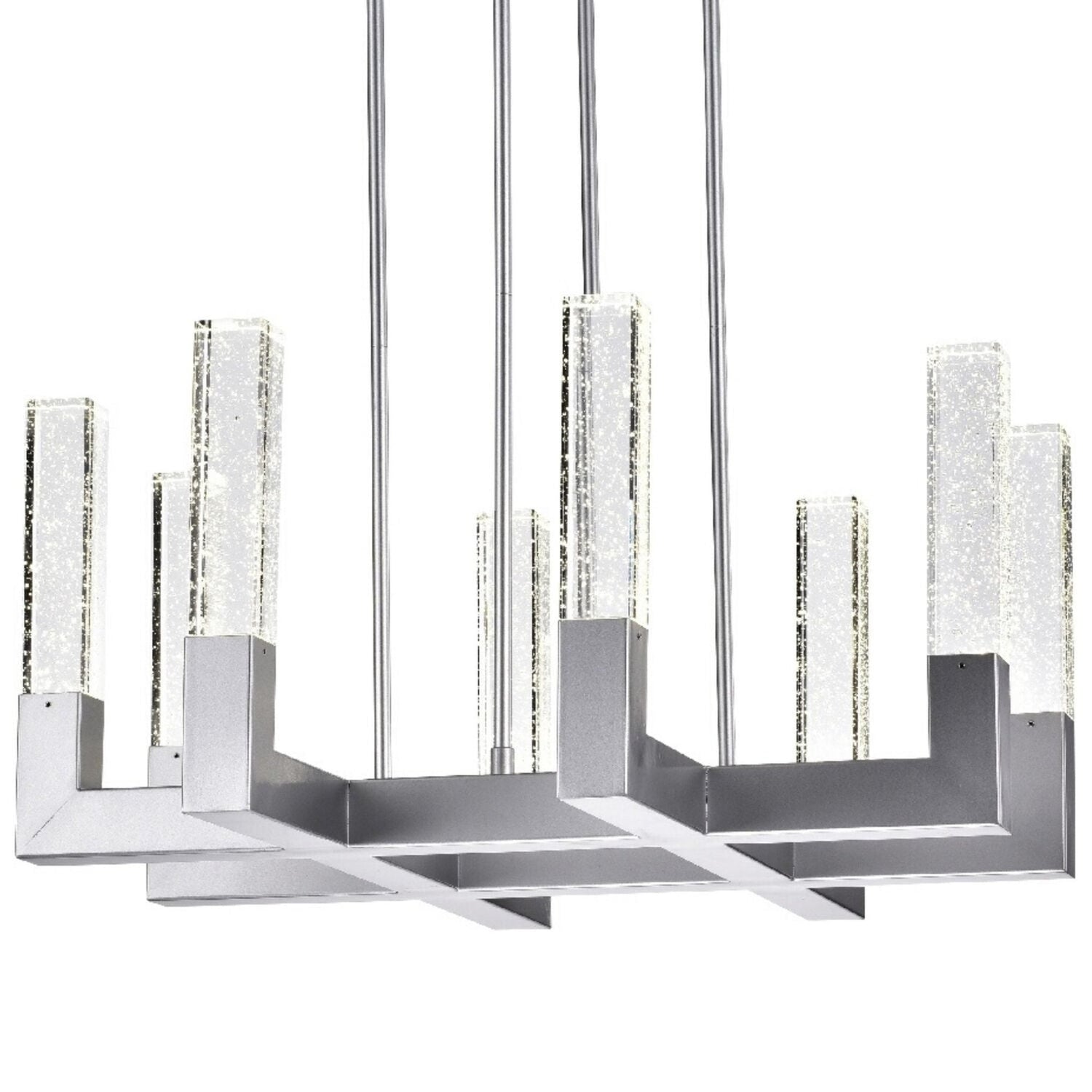 8 Light Square Crystal Dianyi Led Chandelier // Silver | Finesse | Home Elegance USA
