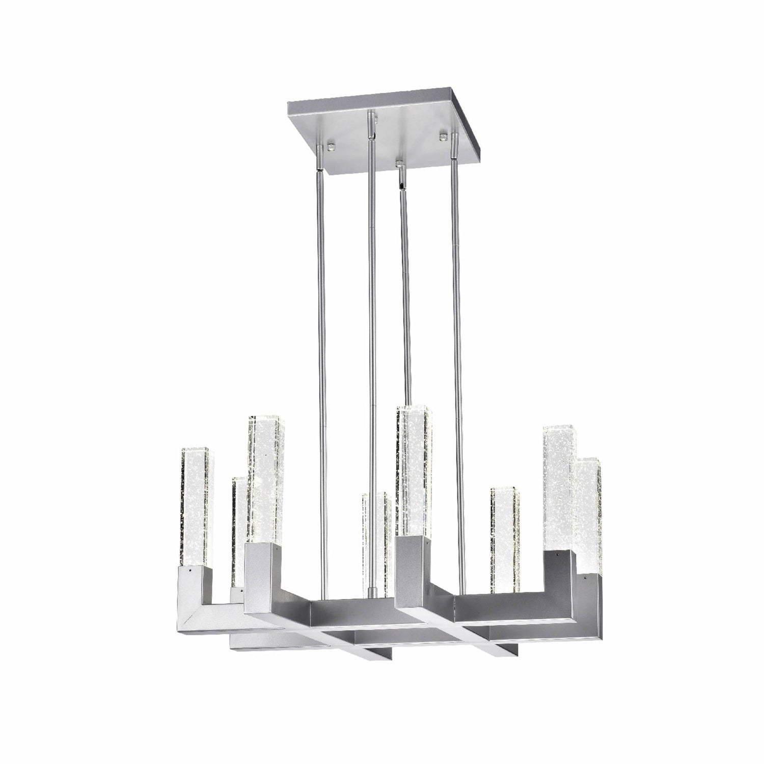 8 Light Square Crystal Dianyi Led Chandelier // Silver | Finesse | Home Elegance USA