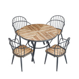 Contemporary Indoor Dining Set With Metal Legs, Light Birch, MDF and Metal