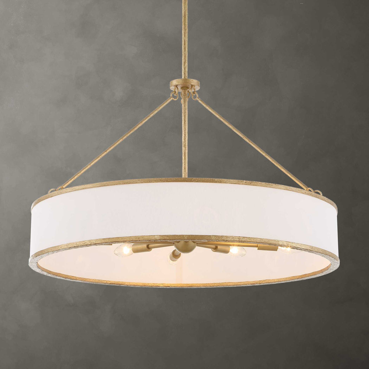 Algiers 8 Light Drum Pendant - Gold / White by Uttermost - View 2