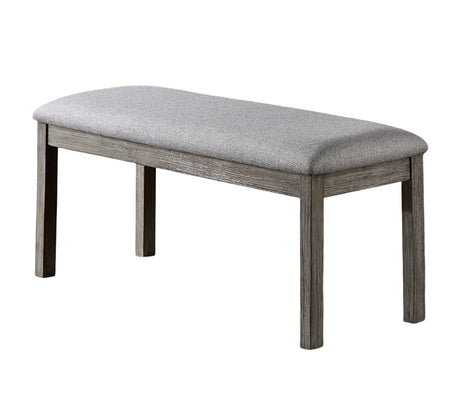 Dining Table 4x Side Chairs Bench 6pcs Dining Set Grey Finish Dining Room Furniture Fabric Seat Rustic Style - sold by Home Elegance USA