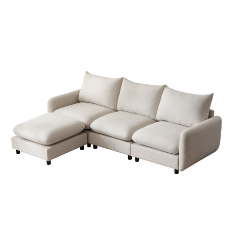 99 in. 4-Piece L Shaped Modular Free Combination Sectional Sofa Couch with Ottoman - sold by Home Elegance USA