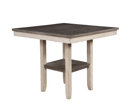 Dining Room Rustic Style Antique White 5pc Dining Set Counter Height Table w Shelf Unique High Chairs Furniture - sold by Home Elegance USA