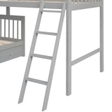 Twin over Full L-Shaped Bunk Bed With 3 Drawers, Ladder and Staircase - Gray - sold by Home Elegance USA