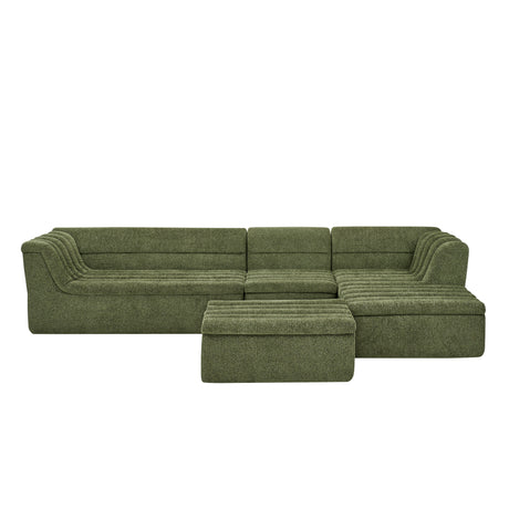 135' U-Shaped Modular Sectional Sofa with Chaise and Movable Ottoman for Living Room, Chenille Upholstered Boneless Couches with Wave-Shaped Armrest, No Pillows Included - sold by Home Elegance USA