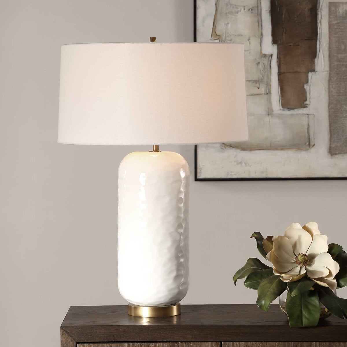 Iona White Glaze Table Lamp by Uttermost - View 2