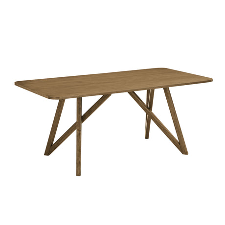 Darla 7Pc 70'W Rectangular Walnut Oak Geometric Cross Base Dining Set - sold by Home Elegance USA