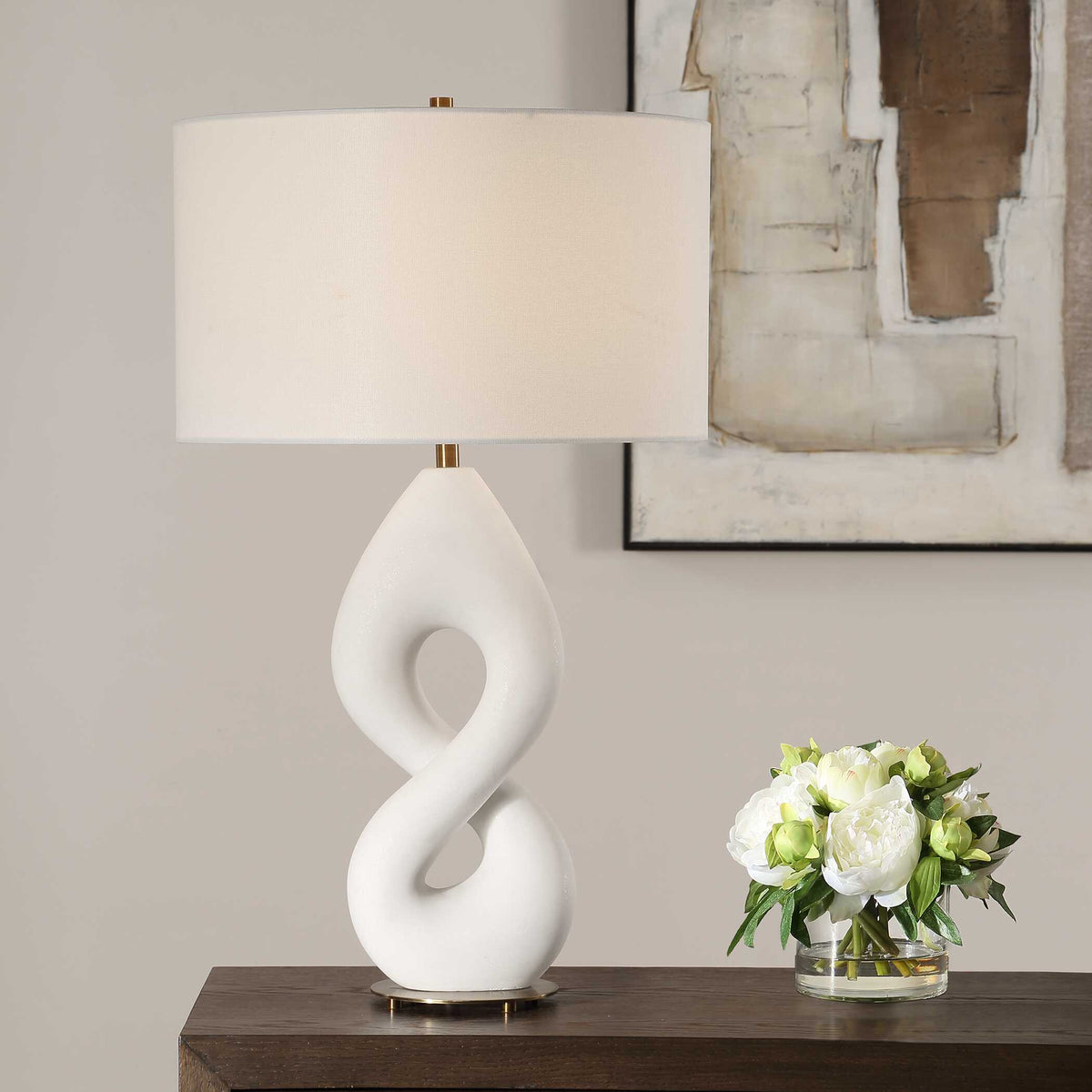 Meridian Ivory Stone Table Lamp - White by Uttermost - View 2