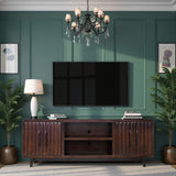 Soporte para TV Radiance de 75 pulgadas, para televisores de hasta 85 pulgadas, no requiere ensamblaje, acabado en palisandro