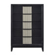 Contemporary 5-Drawer Storage Chest Charcoal Gray Finish Solid Wood Bedroom Furniture 1pc Vertical Dresser Reeded Front Panels