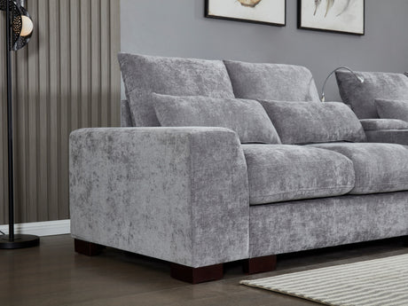 Modern Sectional Sofa Couch with Console,USB Charging Port,Reading Light,Cup Holder, Light Grey - sold by Home Elegance USA